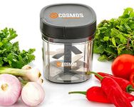 E-COSMOS 900ml Manual Chopper for Garlic Onion Vegetable Fruits Nuts Cutter BPA Free Food Safe Material Anti Slip Base Hand Pull Mincer Blender Mixer Food Processor for Kitchen