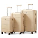 Hanke Luggage Sets 3 Piece, 20/24/28 Inch Hard Shell Suitcases with Wheels & TSA Lock Lightweight PC Hardside Luggage for Travel(Cuba Sand)