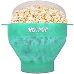 The Original Hotpop Microwave Popcorn Popper, Silicone Popcorn Maker, Collapsible Bowl BPA-Free and Dishwasher Safe- 20 Colors Available (Transparent Aqua)
