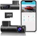 Sarmert Front Dash Cam 2K 64G SD Card Built-in WiFi,Dash Camera for Cars with 0.96" LCD Display,Car Camera with Night Vision Loop Recording G-Sensor 24 Hours Parking Monitor APP 150°Wide Angle