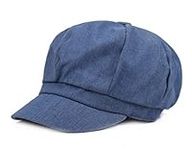 Licus Women's Denim Newsboy Cabbie Peaked Beret Vintage Baker Visor Artist Cap, Blue, 6 3/4-7 1/8