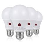 DEWENWILS 4-Pack Dusk to Dawn Light Bulb Led Outdoor Lighting, Smart Automatic On/Off Photocell Sensor A19 E26 Porch Light Bulb, 2700K Soft Warm White, 9W (60W Equivalent), 800 LM, UL Listed