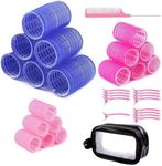 Hair Rollers Curlers Set for All Hair Lengths. Self-Grip Velcro Rollers. Includes 3 Sizes, Large Bag, Duckbill Clips (28Pcs)