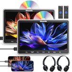 GOnavidio 10.1” Dual Car DVD Player with HDMI Input, Car TV for Back Seat with Auto Suction-type Disc in, Play a Same or Two Different Movies, 2 Headphones Mounting Brackets, USB/TF Card, Last Memory