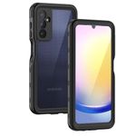 Lanhiem for Samsung Galaxy A25 5G Case, IP68 Waterproof Dustproof, Built-in Screen Protector, Rugged Full Body Shockproof Protective Cover for Samsung A25 5G /4G 6.5", Black/Clear