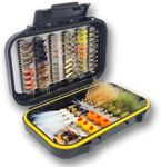 Kylebooker 75pcs Fly Fishing Flies Assortment Kit Dry Wet Flies Nymphs Woolly Bugger for Trout Bass Fishing with Fly Box