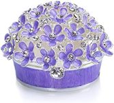 YU FENG 3inch Hinged Trinket Boxes Crystal Jeweled Enameled Purple Forget Me Not Flower Butterfly Trinket Jewelry Box for Women Girls