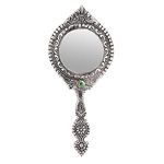 NM Aluminium Frame Double Side Hand Mirror Silver Plated, Handheld