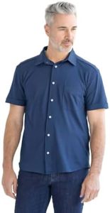 MagnaReady Men’s Adaptive Magnetic Front Tech Shirt – Short Sleeve Cooling Button-Down, Easy On/Off, Limited Mobility, Arthritis, Disabled, & Sensory-Friendly, Everyday Wear, Navy, XX-Large