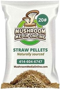 MushroomMediaOnline Wheat Straw Pellets - Great for Gourmet Mushroom Growing Substrate, High Absorption; 10 Pounds