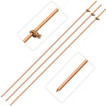 Gisafai 3 Pcs Grounding Rod 4 ft Portable Electrical Copper Grounding Rod with Clamp for Electric Fences Satellite Dishes Generator Grounding Earthing (Gold)