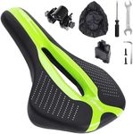 Bike Seat Bicycle Saddle with Light Buckle, Secpeak Ultra Comfortable Ergonomic Waterproof Breathable Bicycle Seat Cushion with Installation Tool and Rain Cover, Black+Yellow