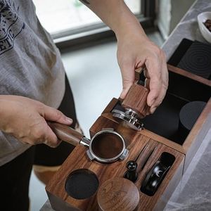 KNODOS 54mm Espresso Accessories Set for Breville – Echo Tamper, Bottomless Portafilter, Coffee Distributor, Knock Box & Walnut Tamping Station | Barista Express, Pro, Touch, Bambino Plus