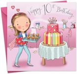 Twizler 10th Birthday Card For Girl with Cakes - Age 10 Birthday Card - Age 10 Card - Age 10 Girls Gifts - Childrens Birthday Card - Girls Birthday Card - Happy Birthday Card