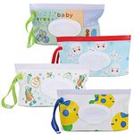 4 Pack Wet Wipe Pouch Dispenser,Eco Friendly Durable Portable & Refillable Reusable Baby Travel Wet Wipe Cases,Travel Wipes Bag, Wipe Dispenser Container