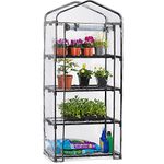 CHRISTOW 4 Tier 5ft Greenhouse, Mini Portable Compact Garden Growhouse, Sturdy Steel Frame, Double Zip PVC Cover