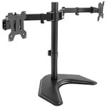 VIVO Dual LED LCD Monitor Mount, Free-Standing Desk Stand for 2 Screens up to 32 Inch, Heavy-Duty Fully Adjustable Arms with Max VESA 100x100mm, Black, STAND-V032F