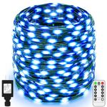 ROADAYLY Christmas Rope Lights Outdoor Decorative String Strobe Blue White 1000 LED 394Ft with Remote 8 Modes in IP65 Waterproof for Decor DIY Wedding Garden Bedroom Patio Horror Atmosphere Decor