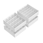 SONGMICS Set of 4 Drawer Organizers, Closet Organizers for Underwear, 80 Compartments, Foldable Sock Holders, 11.8 x 11.8 x 3.9 Inches, Cloud White URUS011W01