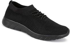 WORLD WEAR FOOTWEAR Soft, Comfortable & Breathable Canvas Lace-Ups Sports Running Shoes for Men (Black) 9385-9