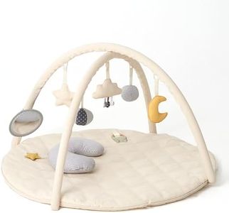 Minidream Baby Play Mat & Activity Gym for Newborns, Tummy Time Pillow Playmat with Six Detachable Toys, Baby Safe Mirror, Developmental Play Gym Padded Large Mat for Infants 0–36 Months