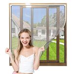 NeatiEase Adjustable DIY Magnetic Fly Screen Window Max 130x 150 cm, Full Frame Magnetic Strip Easy Installation Fits Any Size Smaller Insect Mesh Mosquito Bug Net for Windows (White Frame Grey Net)