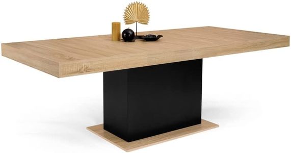 IDMarket - Table à Manger Extensible Rectangle Eden 6-10 Personnes Bois et Noir 160-200 cm