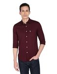 U.S. POLO ASSN. Men's Regular Fit Solid Dobby Fs Shirts (Usshtfx0005_Wine_XL)