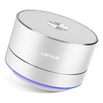 LENRUE Bluetooth Speaker, Mini Portable Speakers with LED Lights, Enhanced Bass, Built-in Mic, 5 Hour Playtime, Wireless Speaker for iPhone, iPad, Samsung, Laptops, Tablets, Car, Home (Silver)