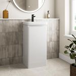 Affine® 400mm Vanity Unit Wash Basin Sink Bathroom Floor Standing Storage Cabinet Cupboard Cloakroom, Soft Close Door, White Gloss