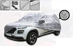 Auto Oprema® 100% Waterproof Car Cover Silver Magic 30% Thicker Soft Cotton Lining UV Reflective Layer Triple-Stitched Elastic Bottom Mirror Luxury StylishCompatible with Datsun Go Car