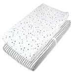 American Baby Company 2 Pack Printed 100% Natural Cotton Jersey Knit Fitted Contoured Changing Table Pad Cover, Travel Lite Mattress, Silver Black Arrow/Stripe, Soft Breathable, Boys and Girls