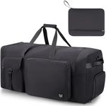 YOUNGOA 120L Foldable Travel Duffel Bag for Men & Women, Large Holdall Bag with Shoe Compartment, Lightweight Overnight Weekend Duffle Bag for Travel, Black
