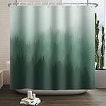 Misty Forest Shower Curtain Sage Green Shower Curtains Foggy Mountain Shower Curtain Sets Thick Fog Woodland Shower Curtain for Bathroom 71x71 Inch with 12 Hooks