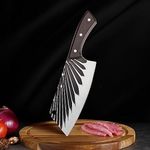 Eletree 1pc High Carbon Stainless Steel Knife Meat Knife Big Size Heavy Duty Bone Cutting Knife Ergonomic Handle uitable for Cutting Vegetables,Fish, etc for Kitchen,Hotel,Restaurants (J)