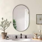 Rworld Mirror 12" inch by 18" inch Capsule Mirror. Perfect for Any Wall of Home. Bathroom Mirror (Semi Curved)