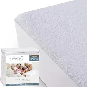 SafeRest 100% Waterproof King Size Mattress Protector - Fitted with Stretchable Pockets - Machine Washable Cotton Mattress Cover for Bed - Perfect Bedding Airbnb Essentials for Hosts