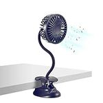 Clip on Fan Usb Fan mini Fan Battery Operated Desk Fan with Emergency Power Bank, USB Clip Fan Rechargeable Personal Fan Flexible Neck 3 Speeds Great for Beach Car Camping Dorm Bed Office - Dark Blue