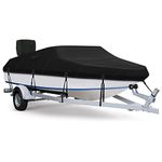 Fuprosico 600D Waterproof Winter Boat Cover with Motor Cover 17-19 ft Fits Bass Boat, V-Hull Boat Runabouts, Tri-Hull Boat 17'-19' Foot, Heavy Duty Boat Covers Marine Grade Canvas, Black