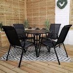 Samuel ALEXANDER Outdoor 4 Person Round Glass Top Garden Patio Dining Table Chairs Set