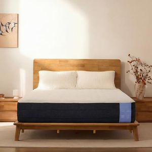 FLEXISPOT Hako Queen Solid Wood Platform Bed Frame & 10-Inch Cooling Gel Memory Foam Mattress Set, Natural Oak, 1100 lbs, Charging Storage Headboard, Bamboo Cover, Medium Firm, 10-Year Warranty