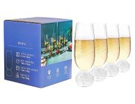 Soetai Champagne Flutes, Set of 4 Lead-Free Crystal Glasses, 7 Oz Champagne Glasses,Clear Glasses Set, Bar Glassware,Ideal for Parties,Wedding,Christmas,Durable Reusable Glasses