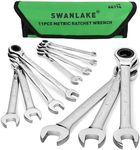 SWANLAKE GARDEN TOOLS Ratcheting Wrench Set, 11-piece Metric Combination Wrench Set with Pouch CR-V Steel (11PCS METRIC)