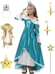 SZ-TONDA Girls Galaxy Princess Costume Kids Royal Cosplay Teal Dress Halloween Outfit
