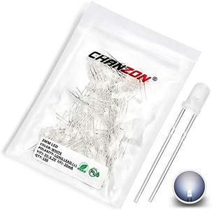 CHANZON 100 pcs 3mm White Diffused LED Diode Lights (Frosted Lens Round DC 3V 20mA) Lighting Bulb Lamps Electronics Components Indicator Light Emitting Diodes