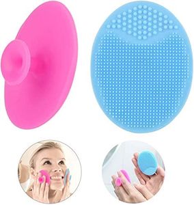 Baby Bath Silicone Brush 2 Pack for Dry Skin, Cradle Cap Brush and Comb, Cradle Cap and Eczema + Soft Training Silicone Finger Toothbrush for Baby Kids Children Pink & Blue