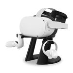 TNP VR Headset Stand for Oculus Quest 2 Holder Touch Controller Display Stand Docking Station Black, Meta Quest 2/ Quest/Rift/Rift S/Samsung Odyssey VR Stand/Valve Index/HTC Vive/Valve Index