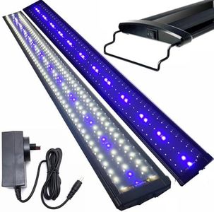 EHOME 120cm Aquarium LED Lighting 1 Lamp with 2 Adjustable Stand for 120-145 cm Aqua Fish Tank Blue/Blue&White Light(ABS + Fiberglass Surface)