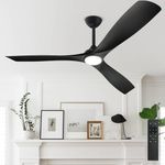 Depuley 60" Modern Ceiling Fan with Lights and Remote, Large Ceiling Fans Noiseless Reversible DC Motor for Patios/Living Room/Study/Gazebo Lighting, Timing, 3 Light Color Changeable-Black…