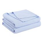 PiccoCasa Cooling Bamboo Blanket All Seasons Breathable for Hot Sleepers, Soft and Lightweight for Bed, Sofa Thin Blanket Summer Keep Cool Light Blue Single 150x200cm